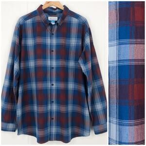 Columbia Button Down Shirt Plaid Long Sleeve Chest Pocket Mens Size XL Blue Red